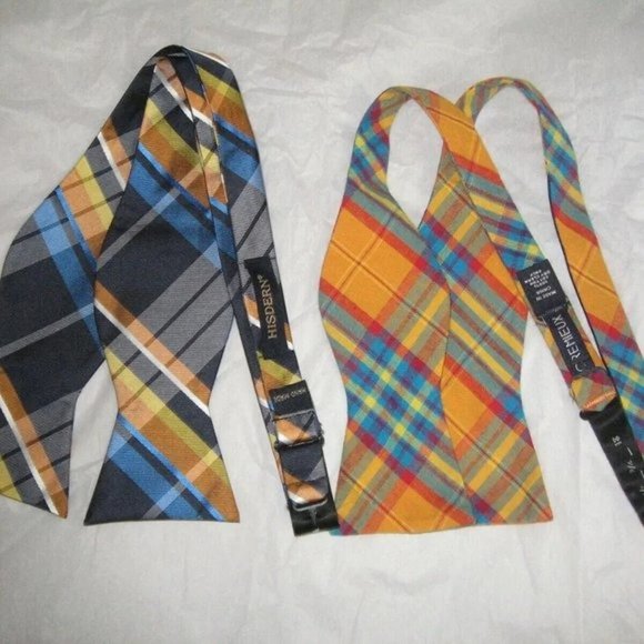 ❤️2 Mens 1 CREMIEUX 1 HISDERN PLAID BOWTIES BOW TIE NEW - Picture 2 of 6